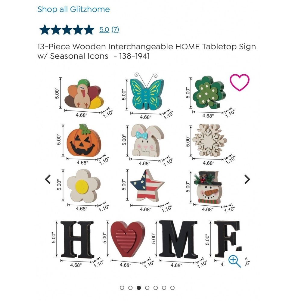 HOME Glitzhome‎ Shelf Sitter Seasonal Holiday 13-Piece Wooden Interchangeable - Picture 8 of 16